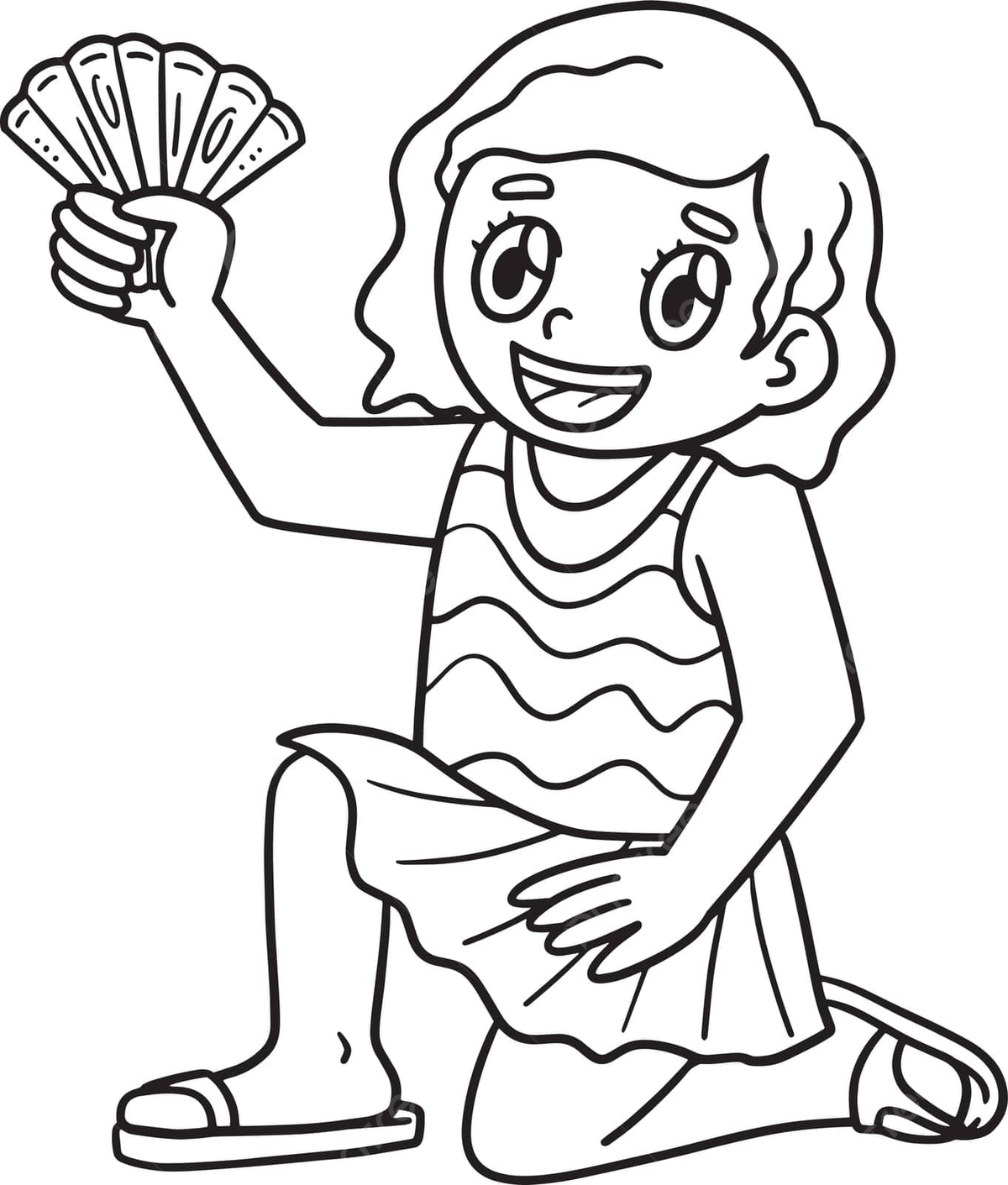 Child collecting sea shells isolated coloring page summer graphic color vector sea drawing summer drawing ring drawing png and vector with transparent background for free download