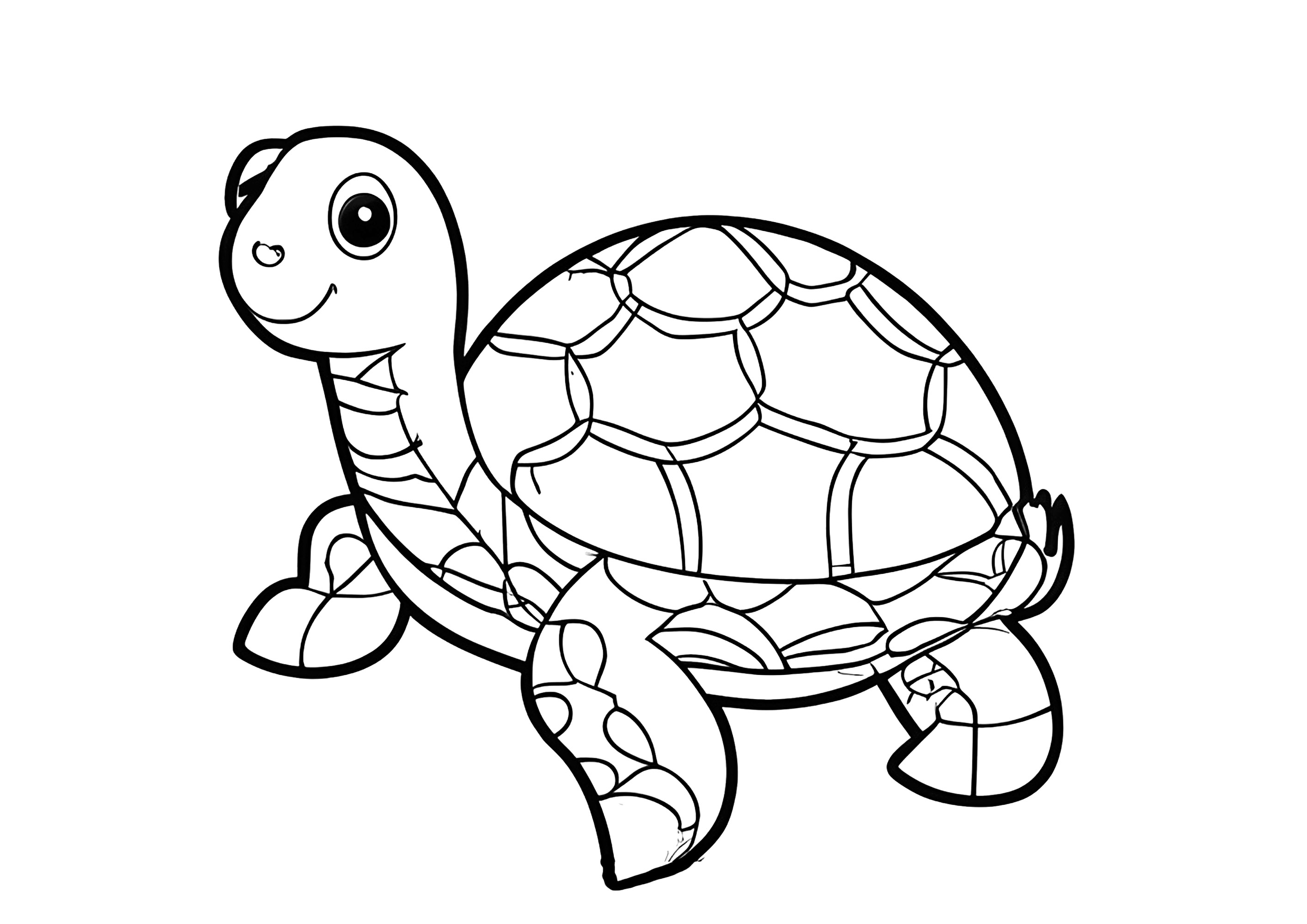 Coloring for kids of a beautiful turtle with a nice shell