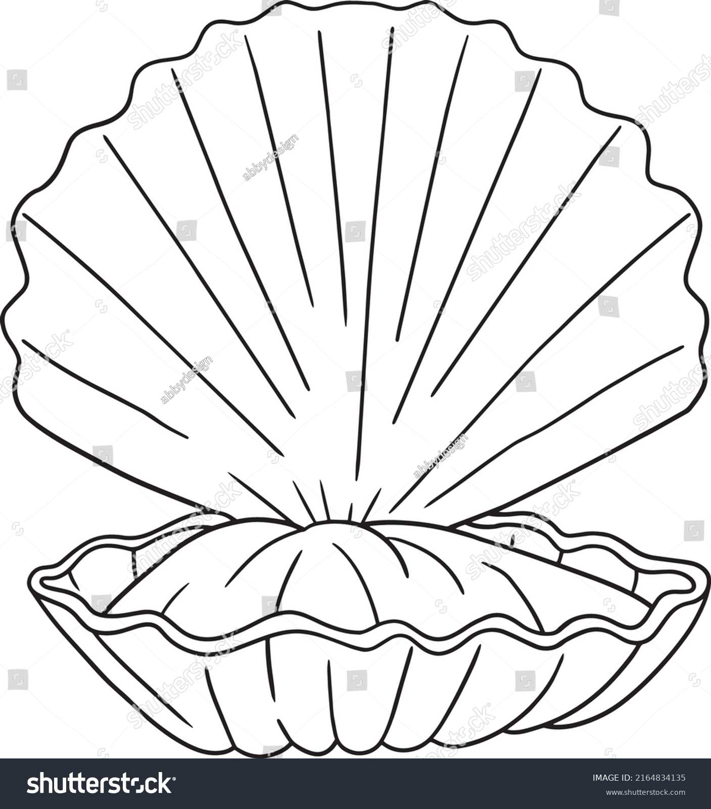 Clamp shell isolated coloring page kids stock vector royalty free