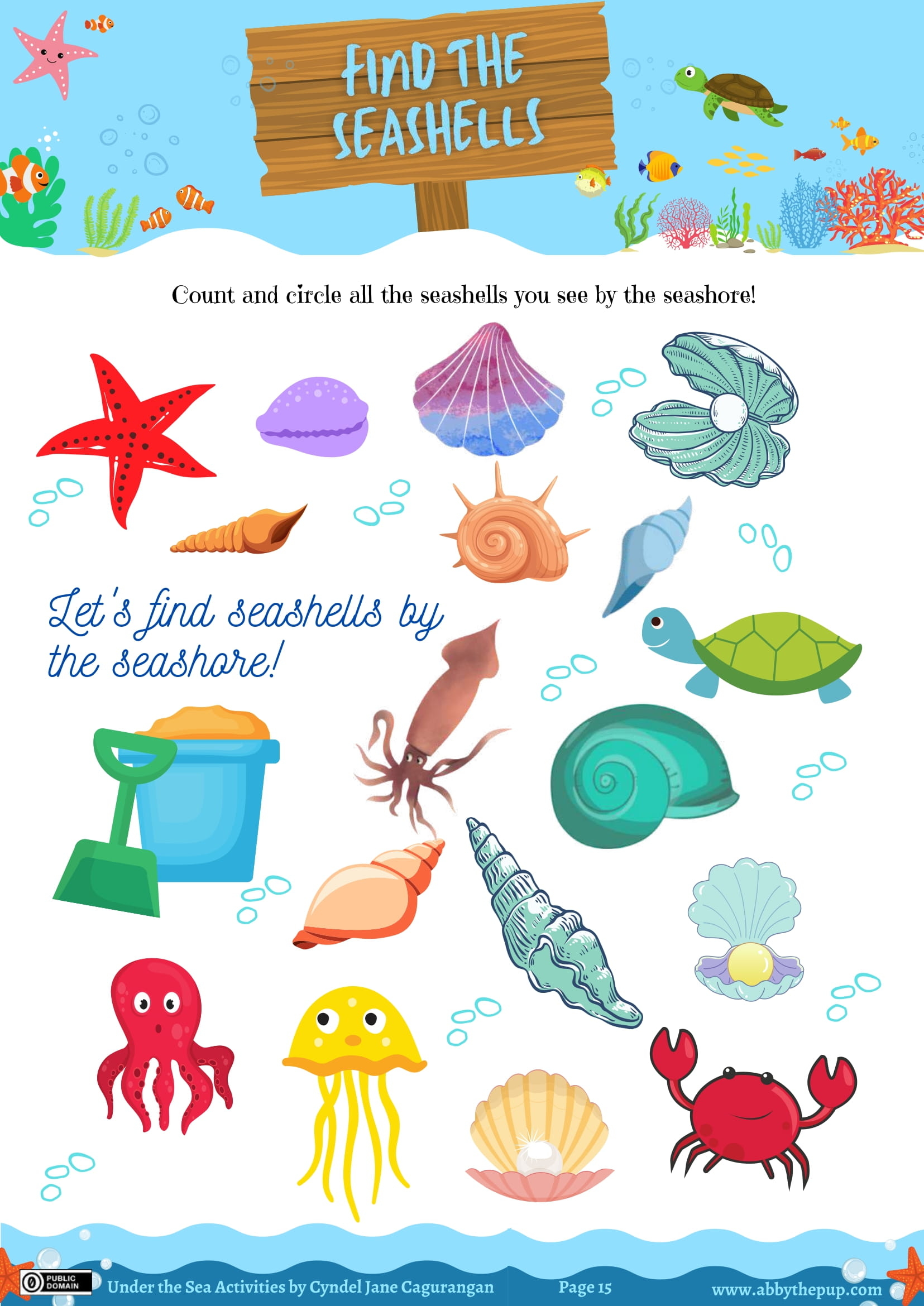 Find the seashells worksheet free printable puzzle games