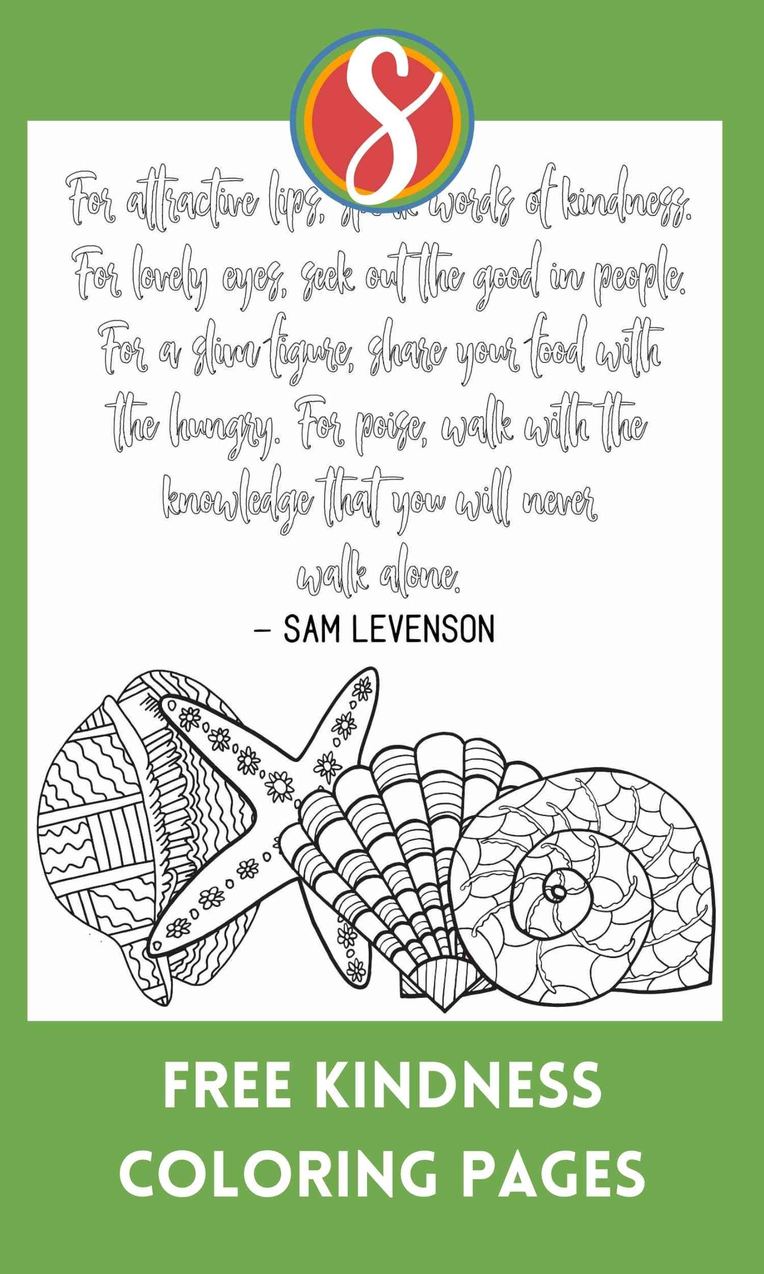 Free kindness coloring pages â stevie doodles
