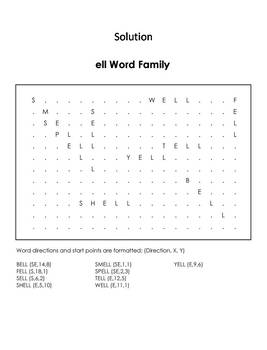 Ell word family activity word search coloring sheet phonics worksheet