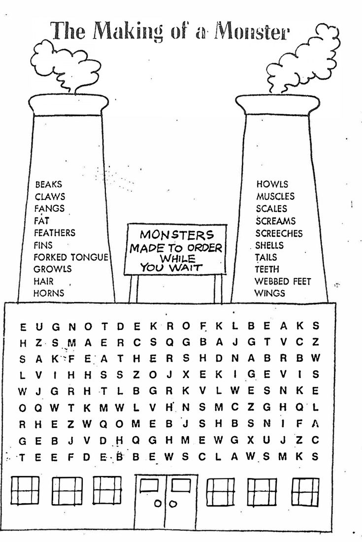 The making of a monster word search wings and horns monster beak