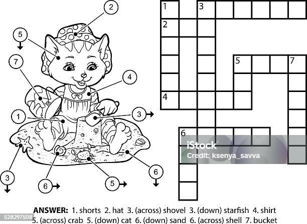 Vector thanksgiving black and white crossword puzzle for kids simple line autumn quiz with traditional symbols for children coloring activity with turkey pilgrim pumpkin fall holiday cross word stock illustration