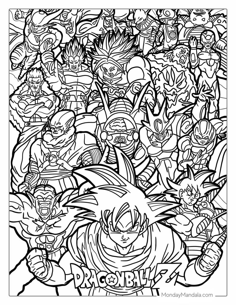Dragon ball z coloring pages free pdf printables