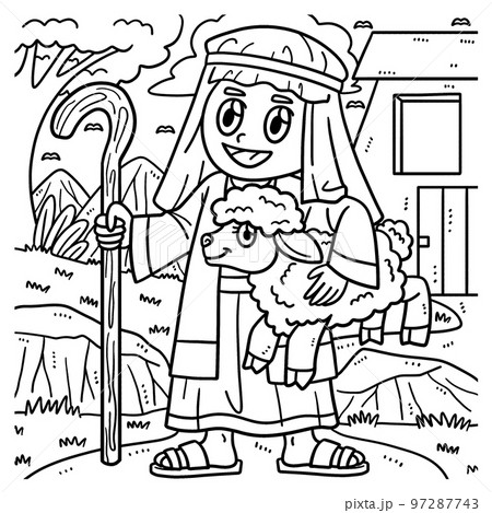 Christian shepherd sheep coloring page for kids