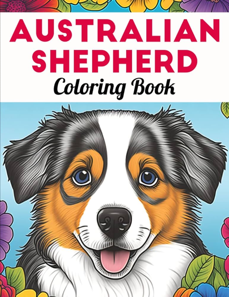 Australian shepherd coloring book fun and easy dogs coloring pages in cute style with australian shepherd for kids adults dogs coloring books for kids adults sommer alura books
