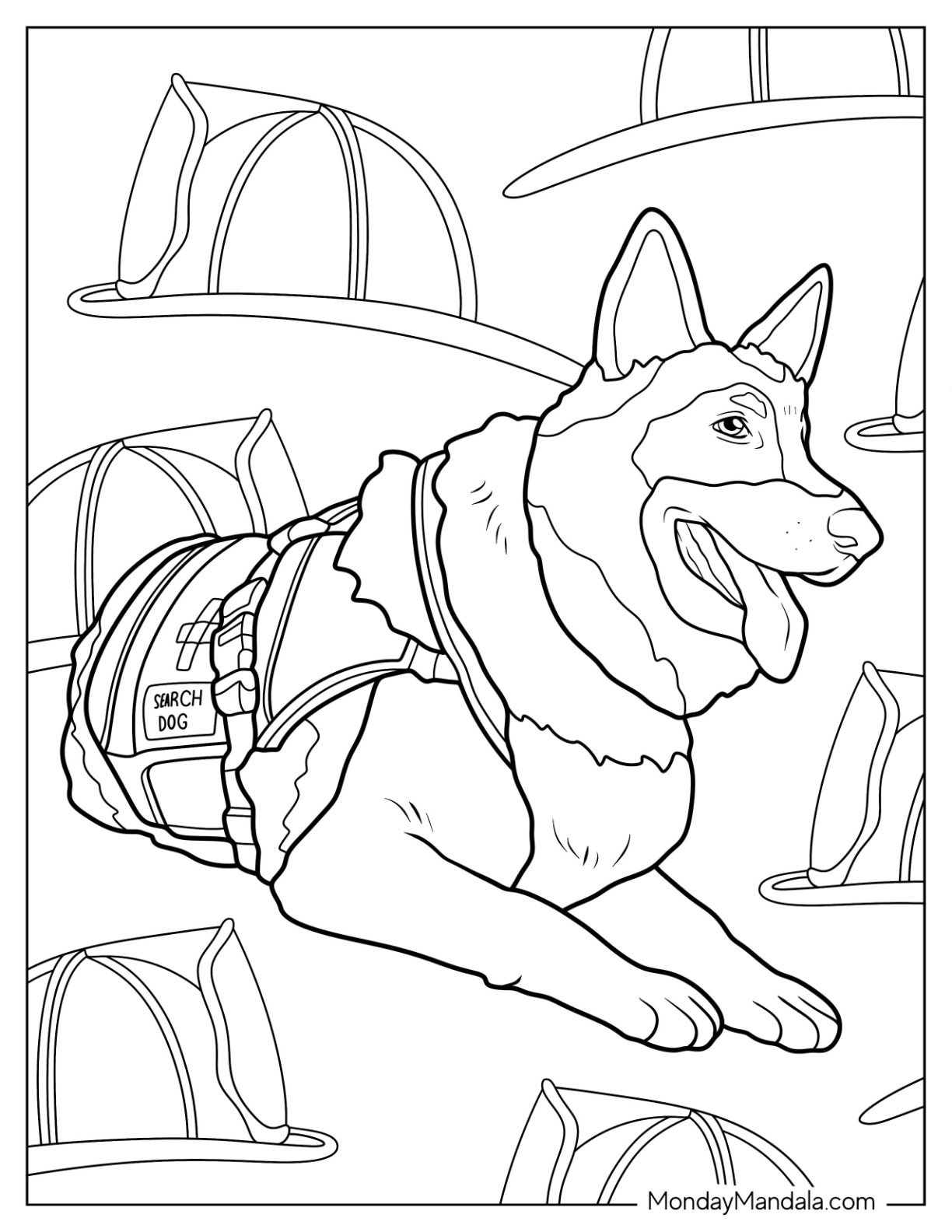 German shepherd coloring pages free pdf printables