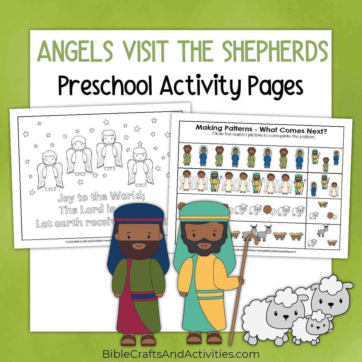 Angels visit the shepherds preschool activity pages