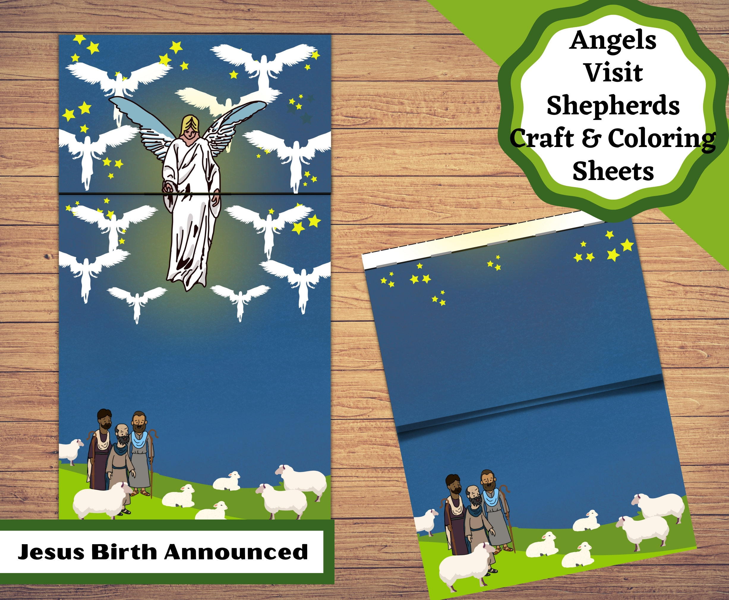 Angels visit shepherds printable craft shepherds told about jesus peace on earth good will to men
