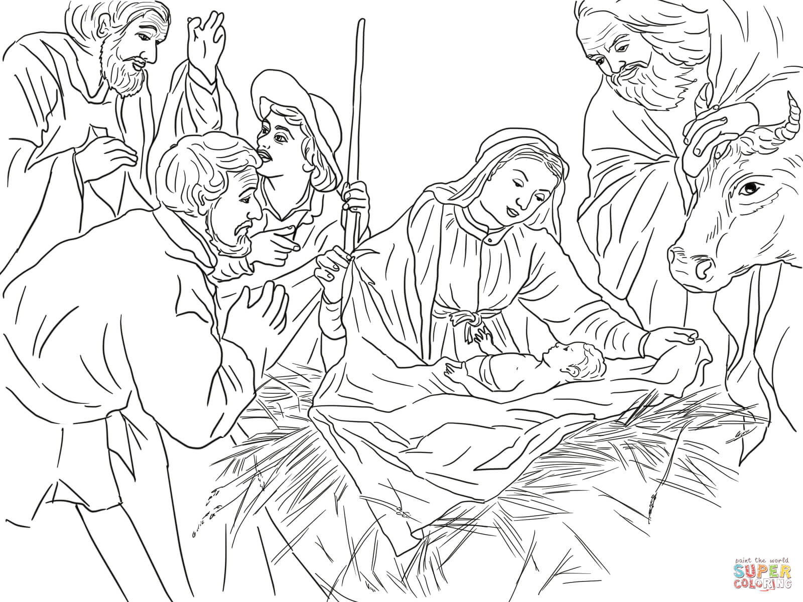 Adoration of the shepherds coloring page free printable coloring pages