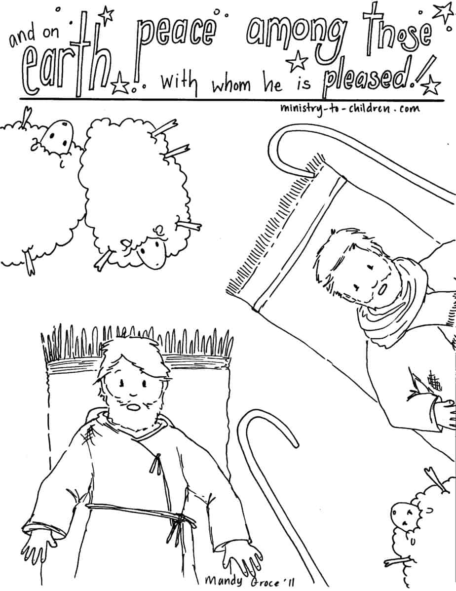 Angels shepherds coloring sheets for christmas