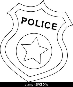 Police badge isolated coloring page for kids stock vector image art