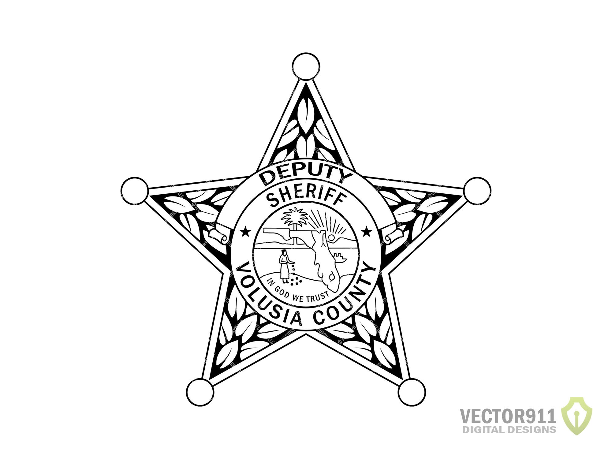 Volusia county florida sheriff department logo fl deputy sheriff police badge insignia digital vector ai svg png download now
