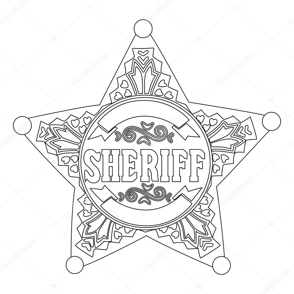 Black outline vector sheriff star white background stock vector by chisnikov