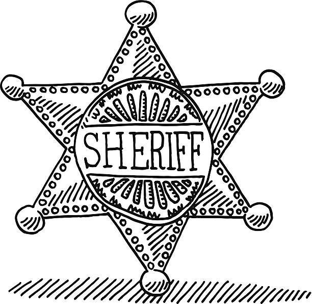 Sheriff star badge drawing stock illustration