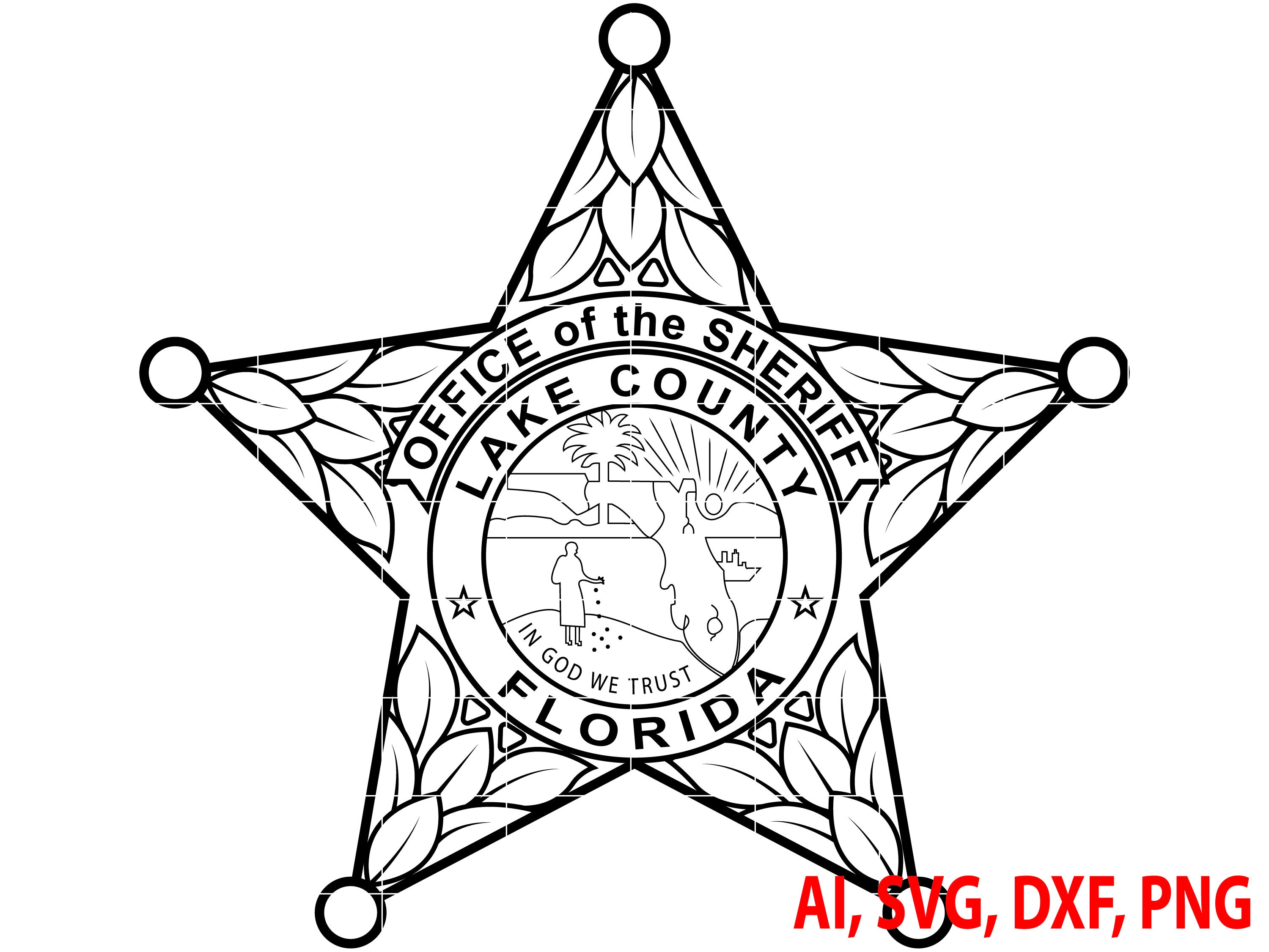 Sheriff badge lake county florida sheriff badge logo seal custom ai vector svg dxf png digital