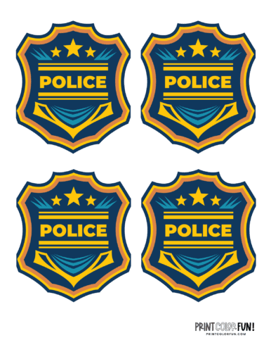These cool sheriff police badge clipart and coloring pages make playtime learning fun at