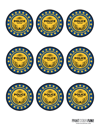 These cool sheriff police badge clipart and coloring pages make playtime learning fun at