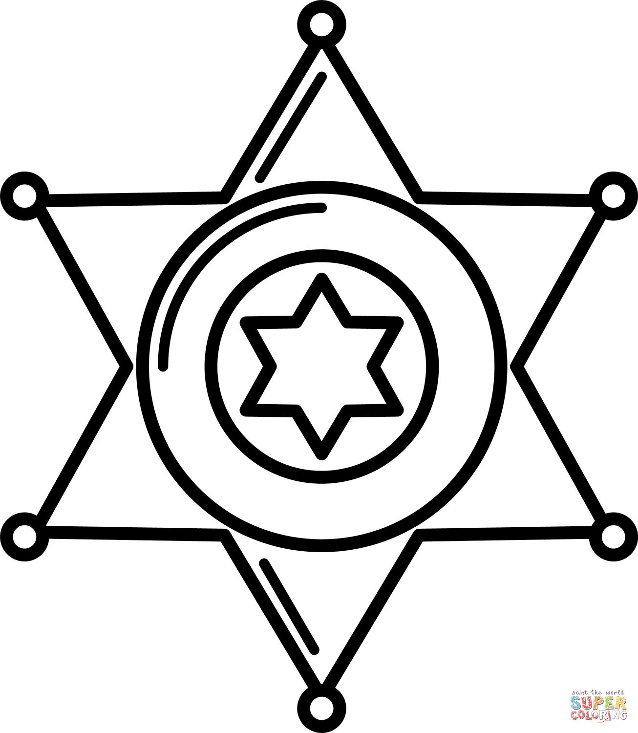 Sheriff badge coloring page free printable coloring pages