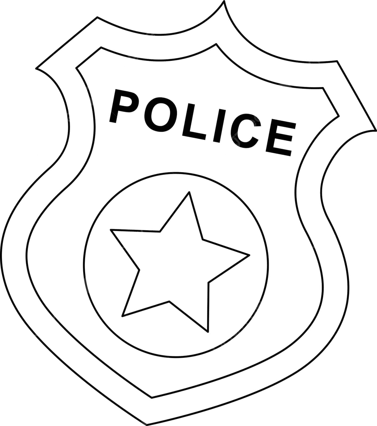 Police badge isolated coloring page for kids authority coloring colouring page vector ring drawing kid drawing ice drawing png and vector with transparent background for free download