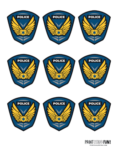 These cool sheriff police badge clipart and coloring pages make playtime learning fun at