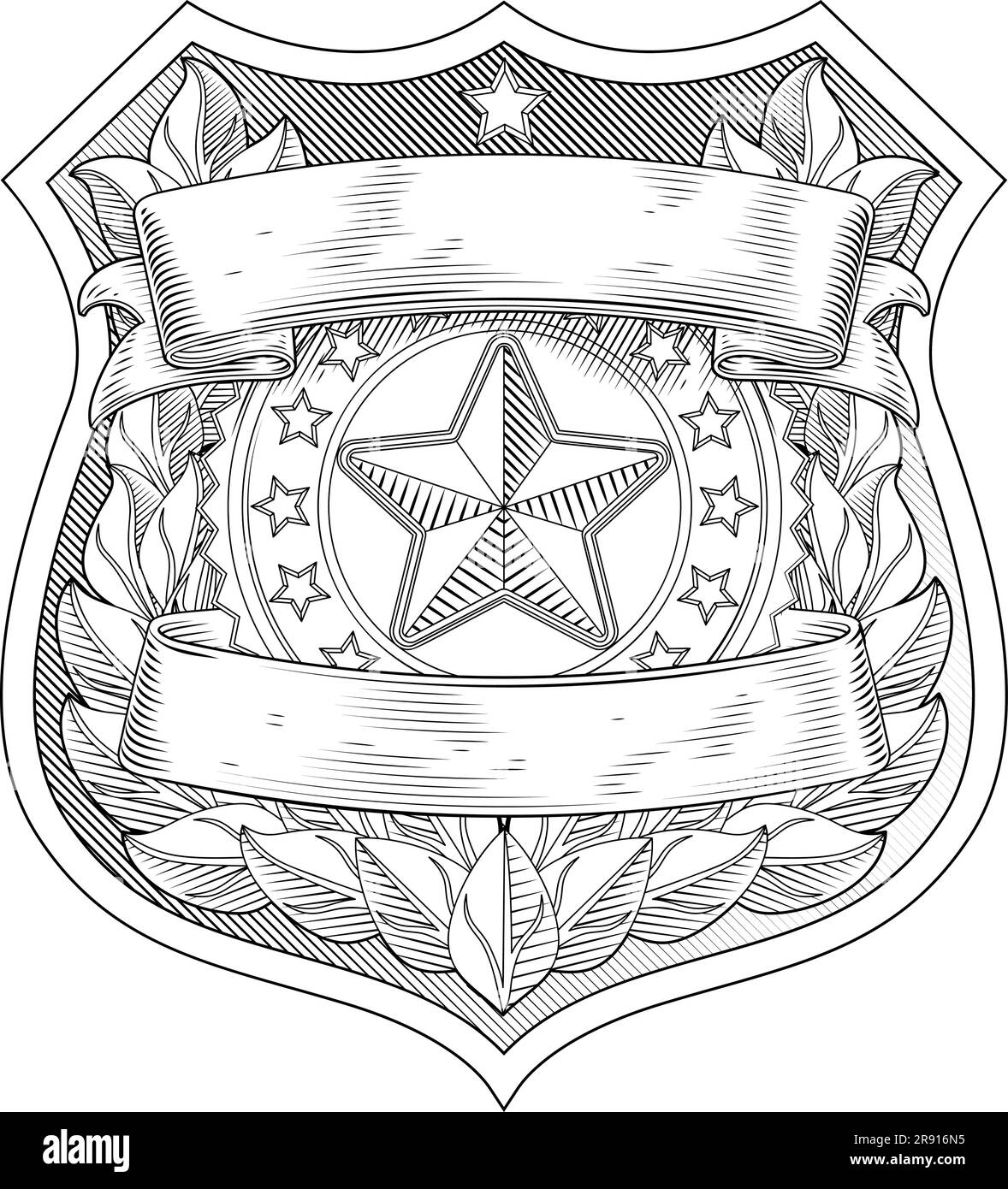 Police military badge star shield sheriff crest stock vector image art