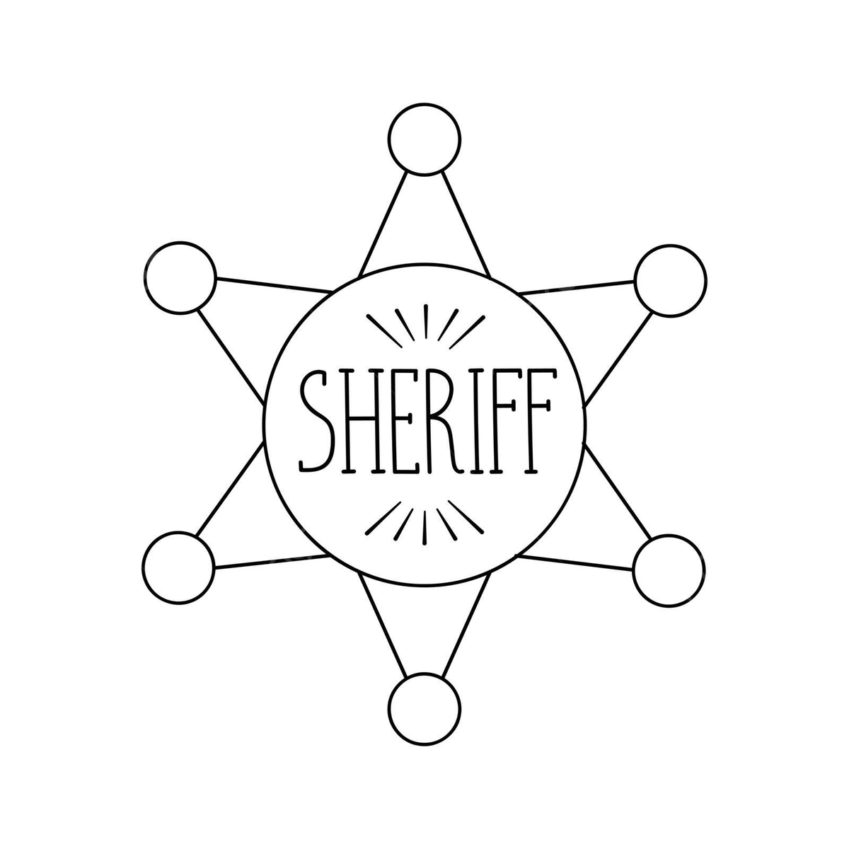 Vector illustration of a sheriffs badge with outline on white background isolated vector rat drawing wild coloring png and vector with transparent background for free download