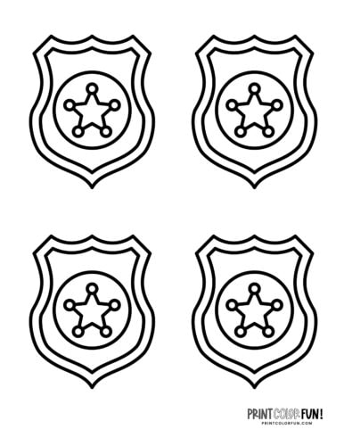These cool sheriff police badge clipart and coloring pages make playtime learning fun at