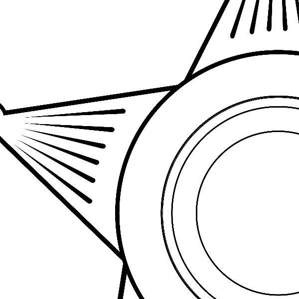 Blank editable sheriff badge line art black white vector out
