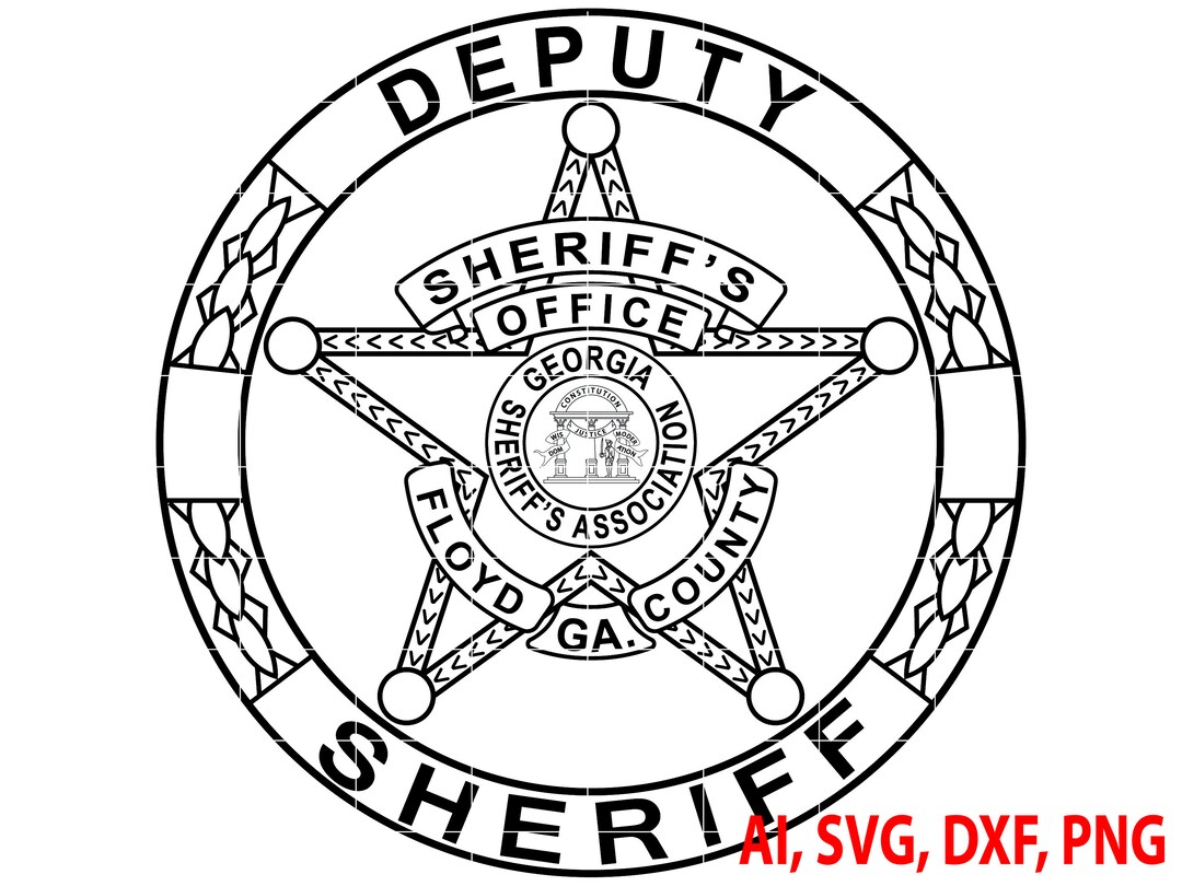 Sheriff badge floyd county georgia badge logo seal custom ai vector svg dxf png digital instant download