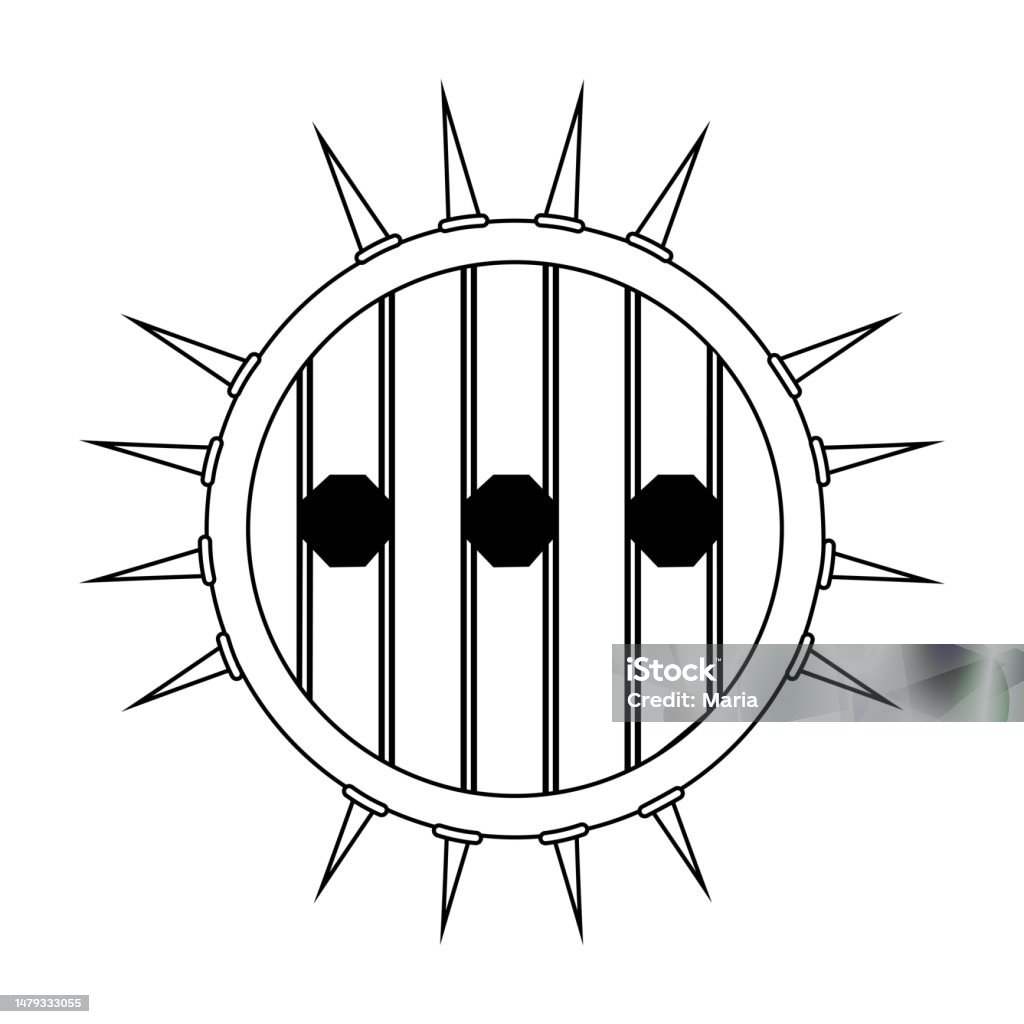 Round shield coloring page stock illustration