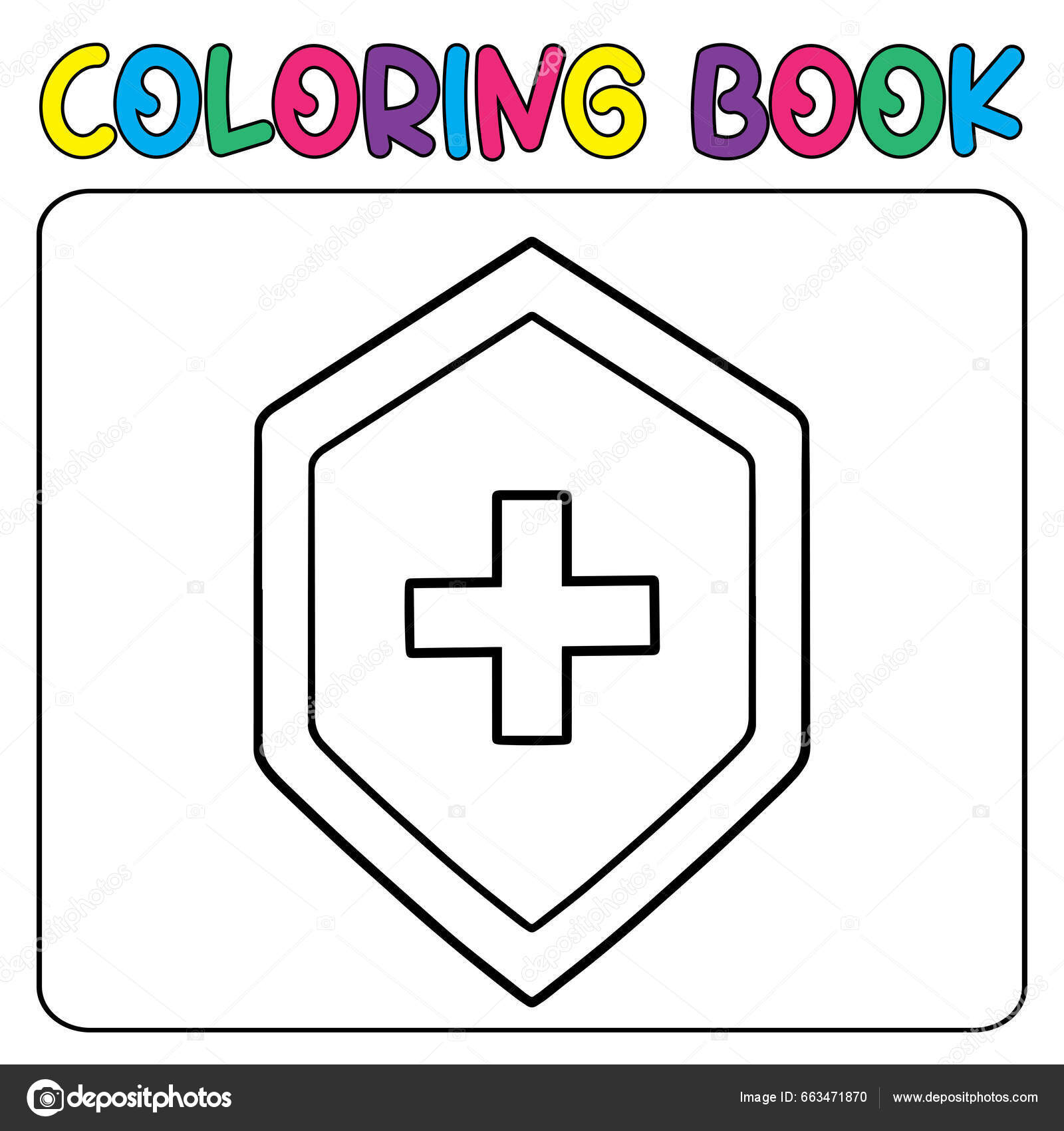 Vector shield health education childrens coloring page vector icon illustration stock vector by arinalyusuf