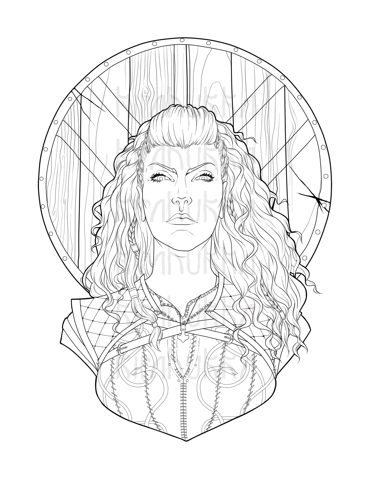 Shieldmaiden coloring page by kirahukka on