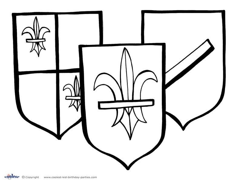 Printable medieval shields coloring page coloring pages coloring pages for kids printable coloring pages