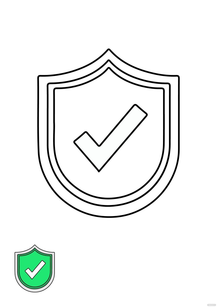 Free shield check mark coloring page