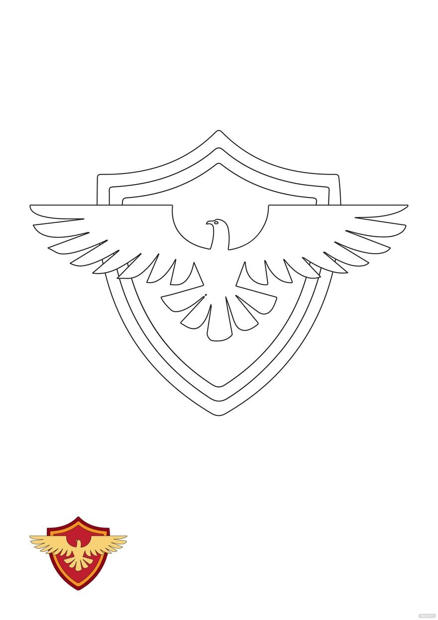 Free eagle shield coloring page