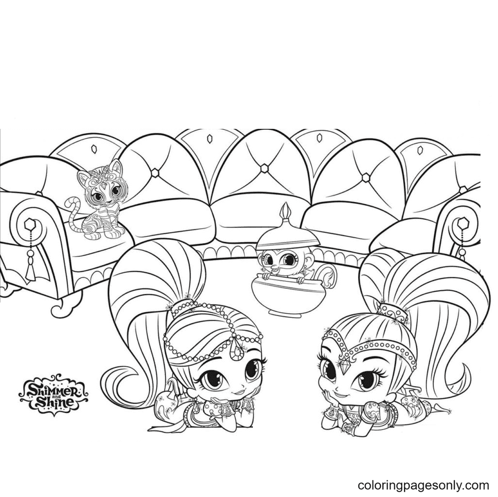 Shimmer and shine coloring pages printable for free download