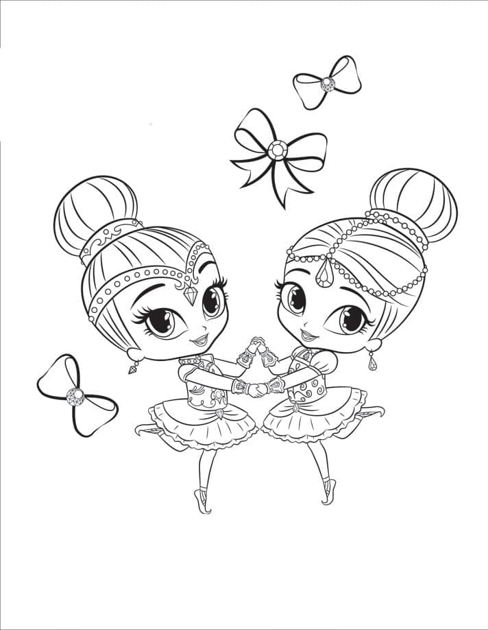 Printable cute shimmer and shine coloring page