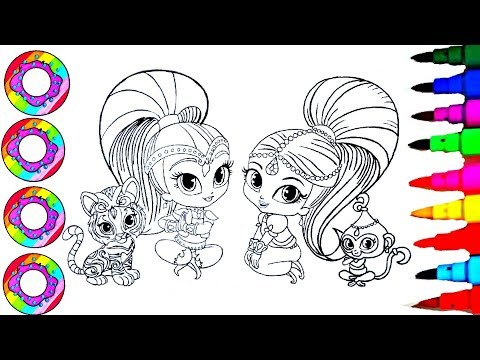 Coloring drawings shimmer and shine with their rainbow sparkle pets coloring pages l how to color