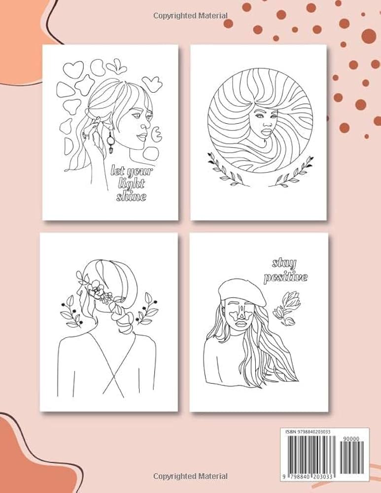 Aesthetic coloring book boho feminine line art coloring pages with positive affirmations robayo karol books