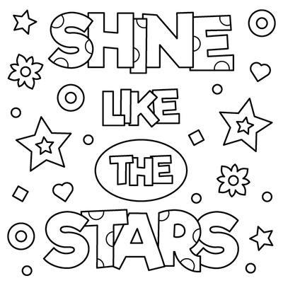 Shine like the stars coloring page vector illustration print