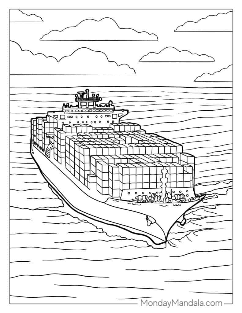 Boat ship coloring pages free pdf printables