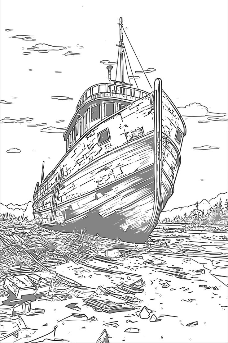 Shipwreck coloring page adult coloring animals coloring book art zen colors