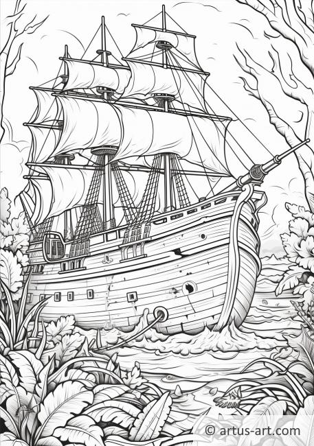 Shipwreck coloring page free download artus art