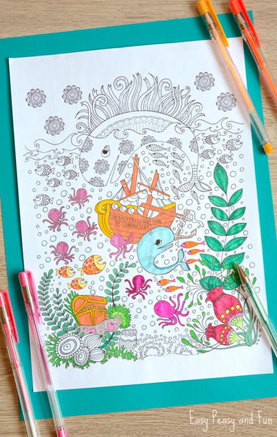 Vividly intricate ocean coloring page