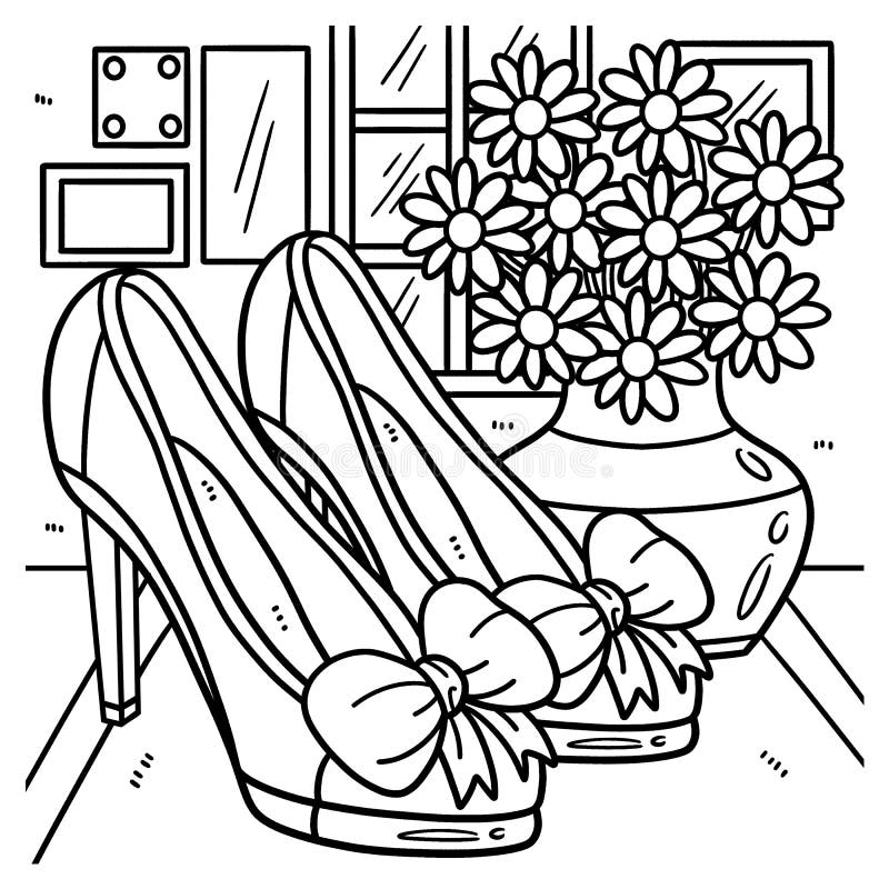 Wedding shoes coloring page for kids stock vector