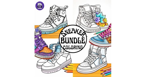 Sneaker coloring fashion designs bundle