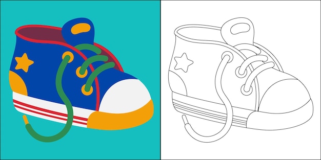 Premium vector cute kids shoes suitable for childrens coloring page vector illustration