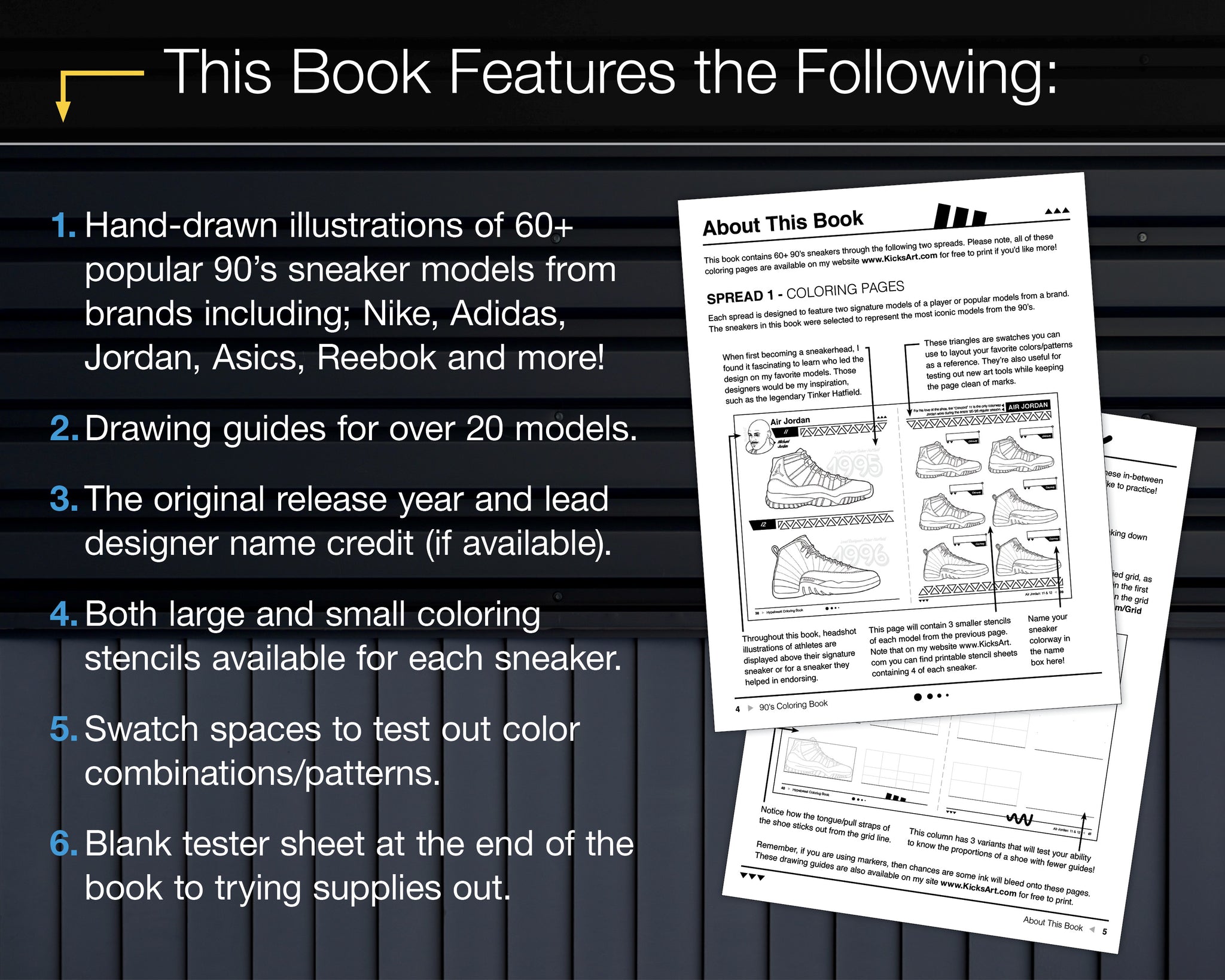 S retro sneaker coloring book â created by kicksart â kicksart shop